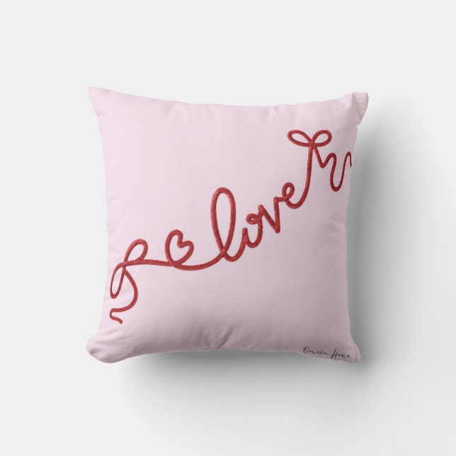 Love Ribbon Typography Decorative Throw Pillow (Front)