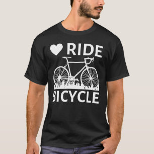 Love Ride Bicycle City cycling white text T-Shirt