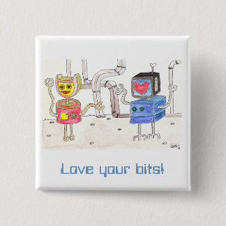 Love Robot 15 Cm Square Badge