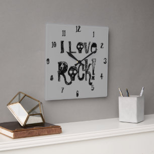 Love Rock Skulls Wall Clock