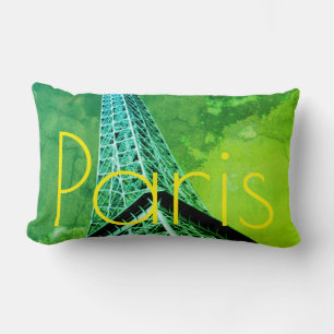 Love & Romance City of Paris Eiffel Tower France Lumbar Cushion