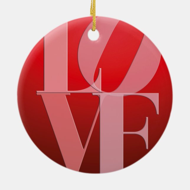 Love Romance Red Pink Ceramic Tree Decoration (Back)