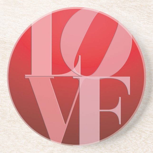 Love Romance Red Pink Coaster (Front)