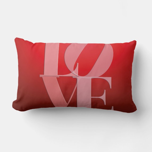 Love Romance Red Pink Lumbar Cushion (Front)