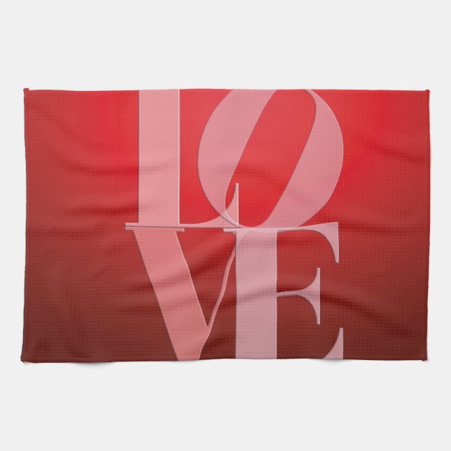 Love Romance Red Pink Tea Towel (Horizontal)