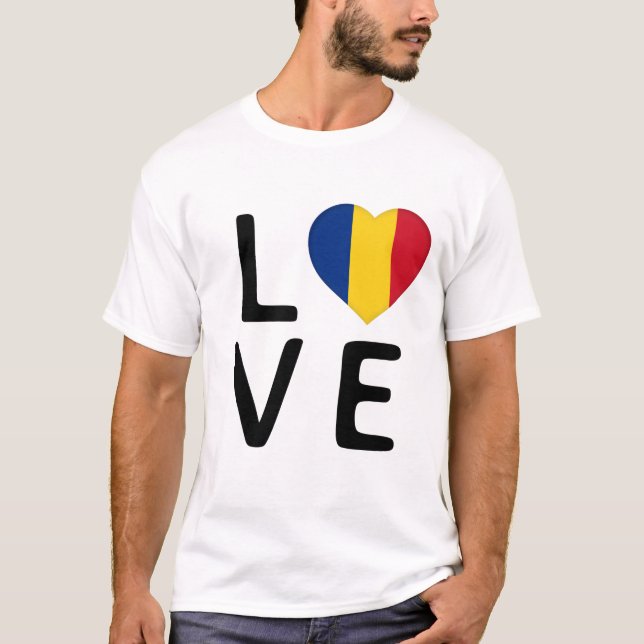 Love - Romania Flag T-Shirt (Front)