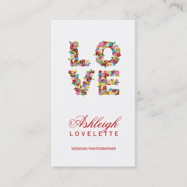LOVE Romantic Blooms Spring Flowers Profile Card (Front)