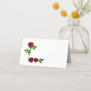 LOVE - Romantic Hand-Painted Rose Place Card