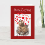Love Romantic Merry Christmas, Cute Otter Animal Holiday Card<br><div class="desc">Christmas Greetings from Cute Watercolor Otter Animal,  Wildlife,  Nature    Inside verse I love you like no otter perfect for your husband,  wife,  boyfriend,  girlfriend,  spouse or partner</div>