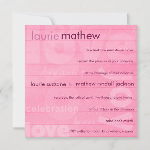 Love -Romantic pink wedding invitation