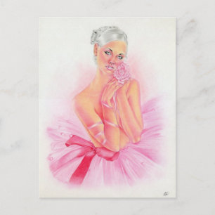 Love Rose Ballerina Postcard