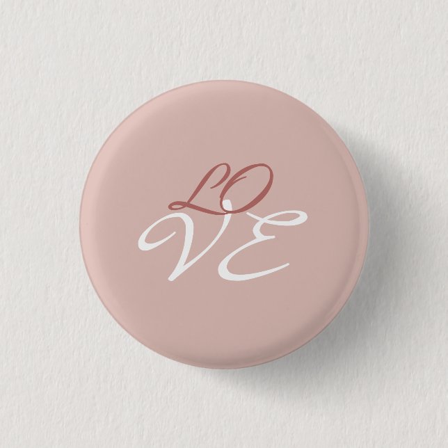 Love Rose Gold Colour Calligraphy Script 3 Cm Round Badge (Front)