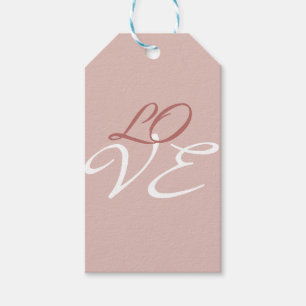 Love Rose Gold Colour Calligraphy Script Gift Tags