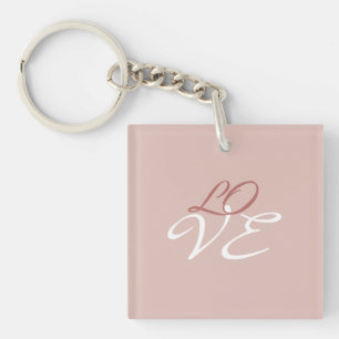 Love Rose Gold Colour Calligraphy Script Key Ring