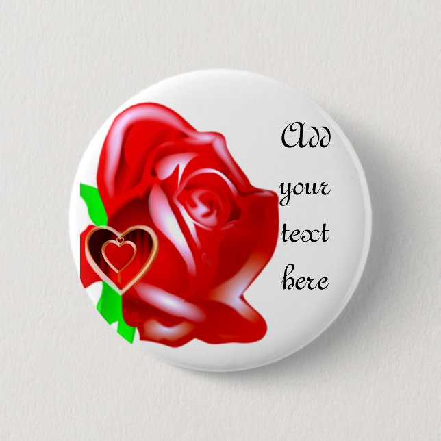 Love-Rose & Heart_ 6 Cm Round Badge (Front)