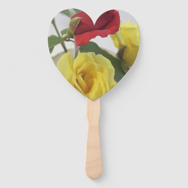 Love Roses and Lily Heart White Assembled Hnad Fan (Front)