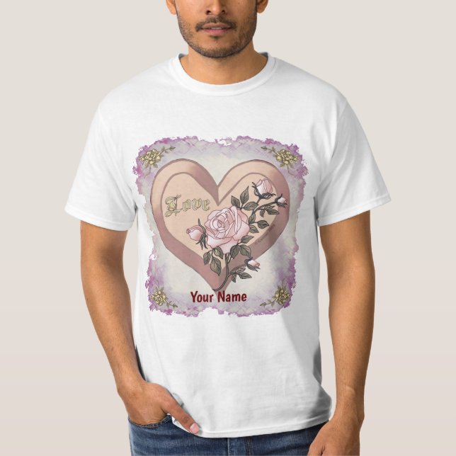 Love Roses Peach Heart  t-shirts (Front)