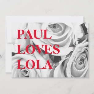 LOVE roses pink flowers bunch bouquet, background  Holiday Card
