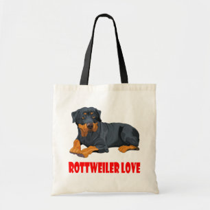 Love Rottweiler Black & Brown Puppy Dog Tote Bag