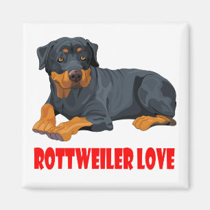 Love Rottweiler Brown & Black Puppy Dog Cartoon Magnet