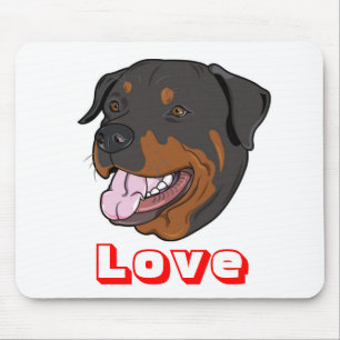 Love Rottweiler Puppy Dog Cartoon Mouse Pad