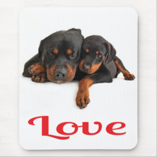 Love Rottweiler Puppy Dog White Mousepad