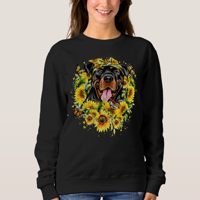Love Rottweiler Sunflower Sweatshirt (Front)