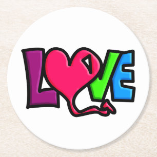 Love round paper coaster
