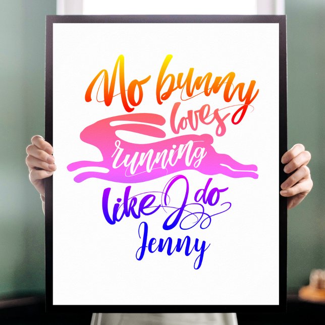 Love Run Motivation Rainbow Bunny Typography Poster (Creator Uploaded)