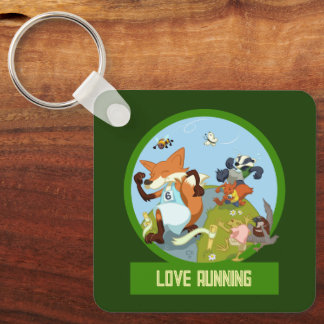 Love Running Funny Woodland Animal Race Cartoon Key Ring