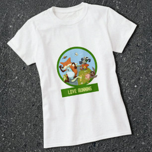 Love Running Funny Woodland Animal Race Cartoon T-Shirt
