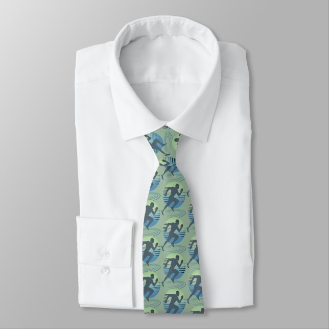 Love Running Marathon Competitive Runner Blue Grey Tie (Tied)
