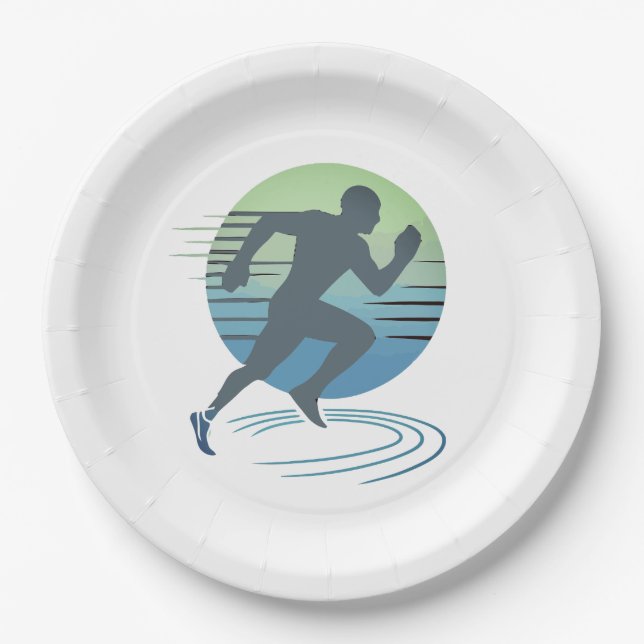 Love Running Marathon Competitive Runner Event Paper Plate (Front)