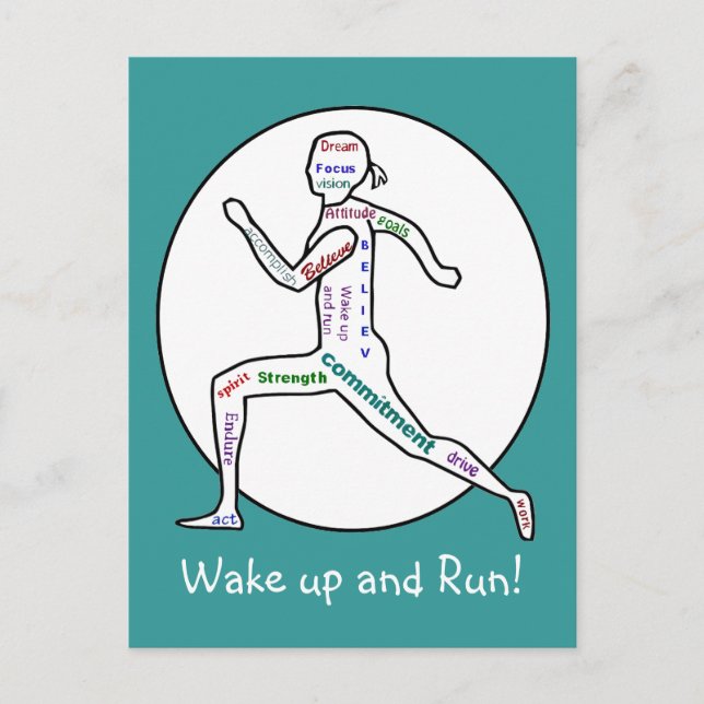Love Running Motivational Words for Runners Postcard (Front)