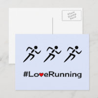 Love running pictogram pale blue postcard