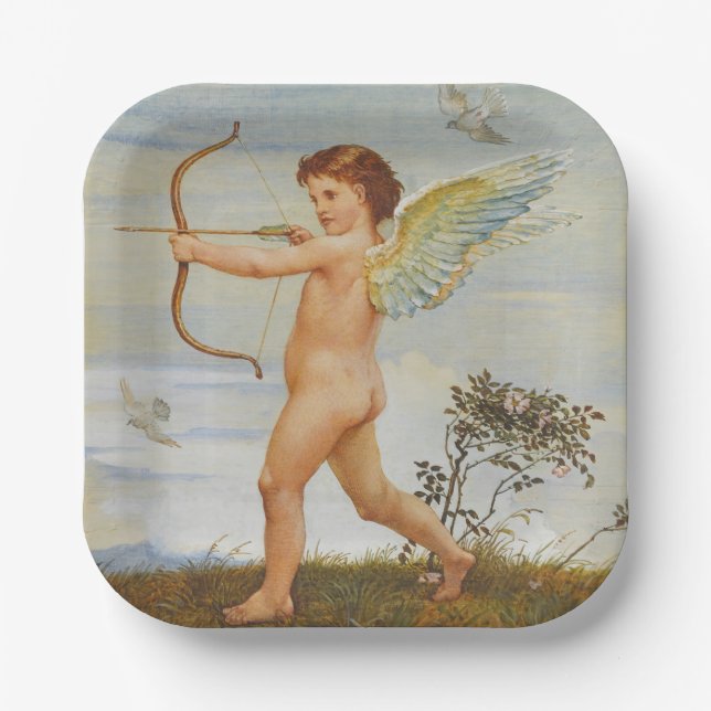 Love’s Flight, Cupid's Arrow by Walter Crane Paper Plate (Front)