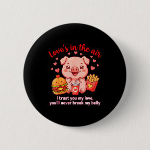 Love’s In The Air Cute Pig Shirt Kawaii Pig Burger 6 Cm Round Badge
