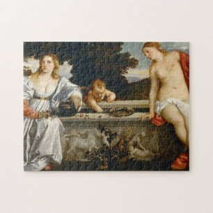 Love Sacred and Profane Love by Titian Cupid Venus Jigsaw Puzzle