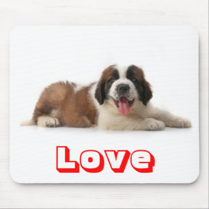 Love Saint Bernard Puppy Dog Mousepad