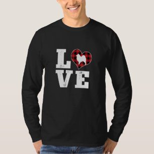 Love Samoyed Dog Lovers Gifts Buffalo Plaid Valent T-Shirt