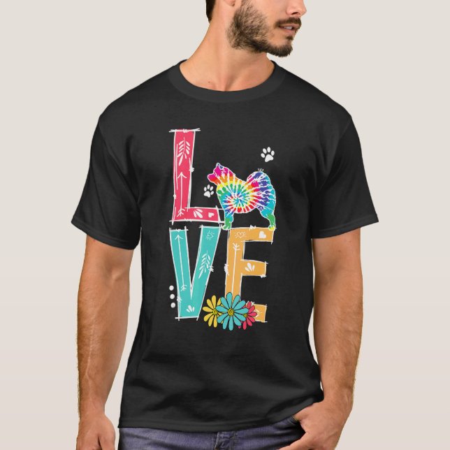 Love Samoyed Tie Dye Rainbow Samoyed T-Shirt (Front)