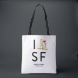 Love San Francisco Travel or Wedding Welcome Tote Bag<br><div class="desc">This I Love San Francisco Destination Wedding Welcome Bag, or Travel Souvenir features the golden gate bridge in a pretty faux gold foil. Customise this for welcome bags to your destination weddings guests or as a travel souvenir for visitors or your trip out West! Or just customise it because you...</div>