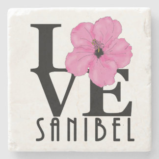 LOVE Sanibel Pink Stone Coaster