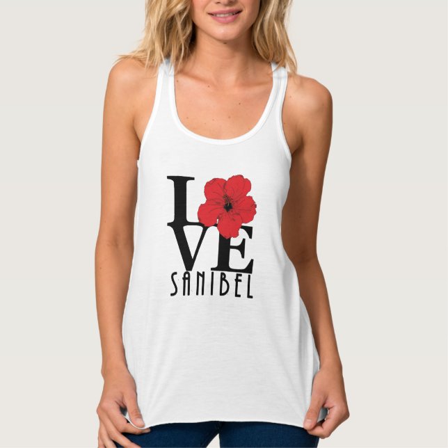 LOVE Sanibel Red Hibiscus  Singlet (Front)