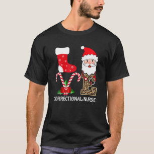 Love Santa Hat Stethoscope Correctional Nurse Chri T-Shirt