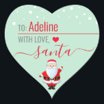 "Love, Santa" Mint Personalised Christmas Gift  Heart Sticker<br><div class="desc">A personalised and cute "Love,  Santa" sticker to attach to your Christmas gifts! Change the name for a customised Christmas gift from Santa!</div>