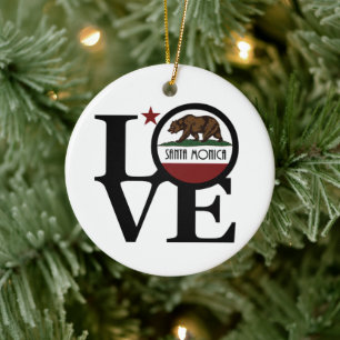 LOVE Santa Monica California Ceramic Tree Decoration