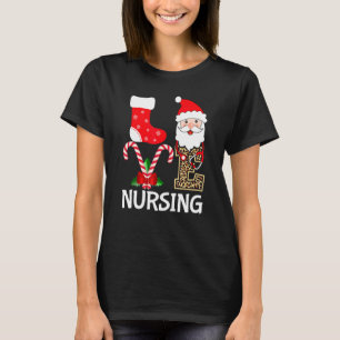 Love Santa Nursing Stethoscope Leopard Christmas R T-Shirt