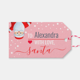 "Love, Santa" Pink/Red Custom Christmas Gift Tags