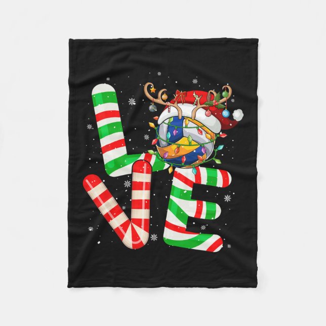 Love Santa Reindeer Volleyball Ball Tools Colourfu Fleece Blanket (Front)